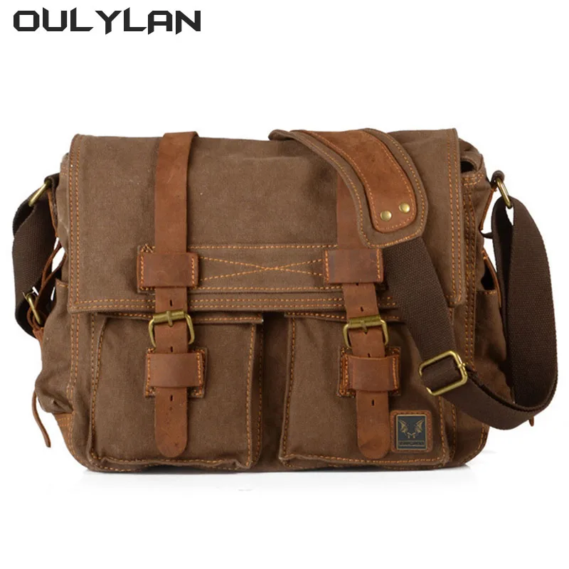 For Men Small Dark Brown Vintage Messenger Bag Men\'s New Fashion Design Sling Bags Genuine Leather Daily Casual Shoulder Bag