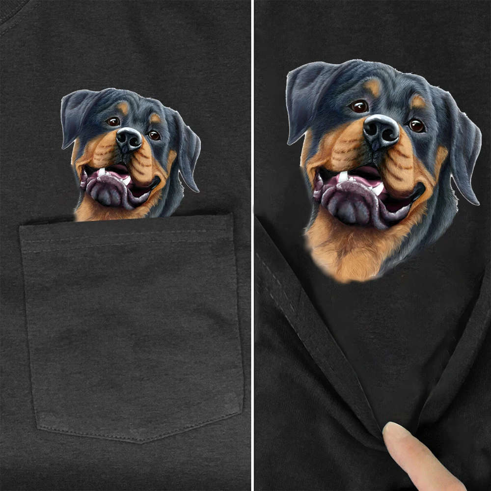 CLOOCL Animals Cotton T-shirts Fashion Brand Cartoon Rottweiler Pocket Tops Hip Hop Tees Short Sleeve Harajuku Woman Tshirts