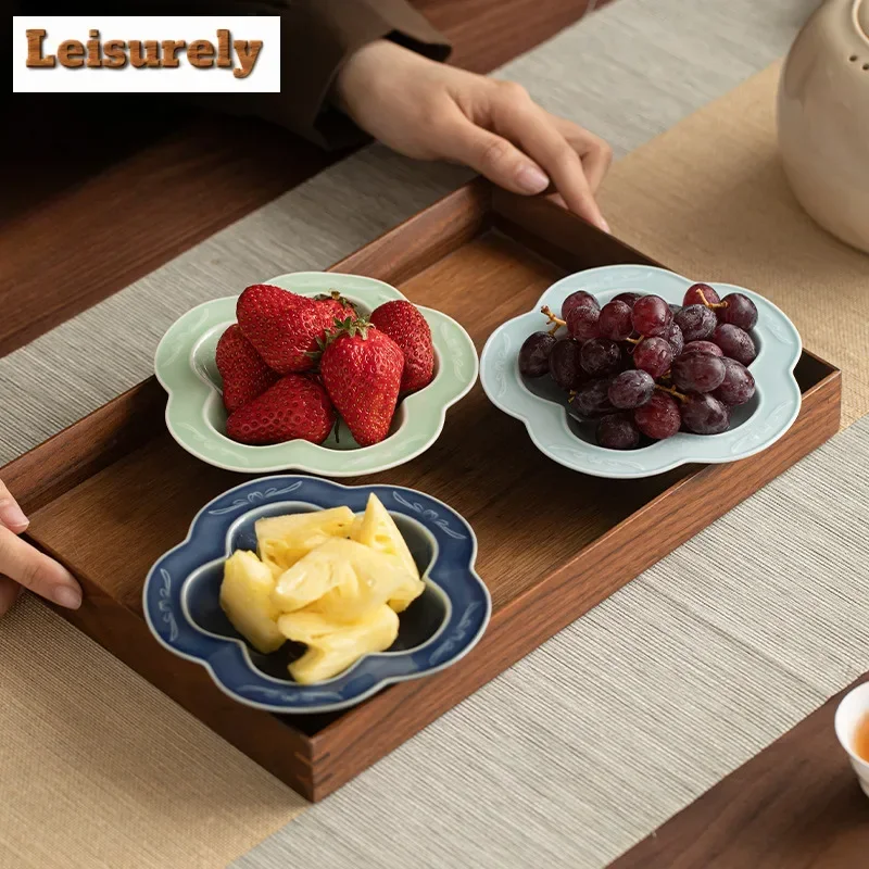 Plum Scented Fruit Dishes Retro Pastry Plate Self-help Display Home Table Decoration Trays Serving Tray Tea Services Ornaments