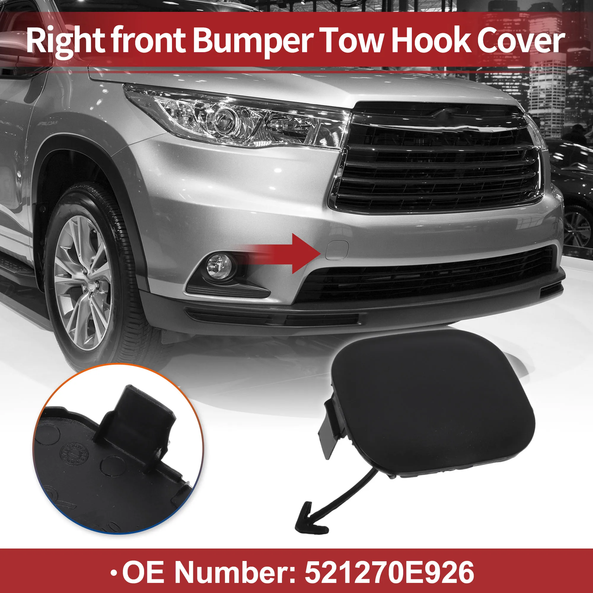 

X Autohaux крышка правого переднего фаркопа автомобиля для Toyota Highlander No 521270E926 черный 1 шт.