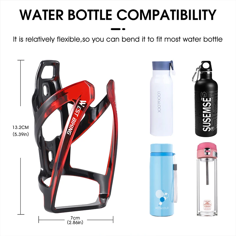 WEST BIKING Bicycle Water Bottle Cage Colorful Gradient Cycling Bottle Holder Ultralight MTB Road Bike Water Bottle Bracket