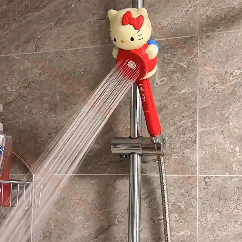 

New Sanrio Hello Kitty Cartoon Shower Head Bathroom Shower Handheld Anime Cute Kt Cat Shower Head Girl Home Bathroom Accessories