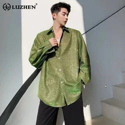 LUZHEN-男性用長袖シャツ,スパンコールデザイン,オリジナルのブラウス,流行の服,エレガントで美しいトップス,新しい秋のファッション,Lz3599