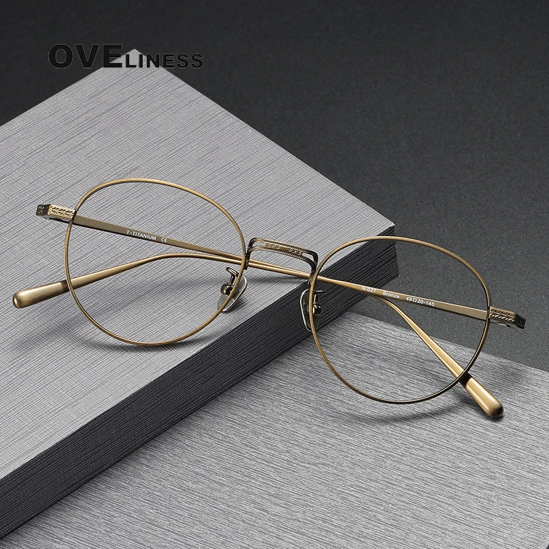 

Pure Titanium optical Glasses Frame for Men Women 2024 New Fashion Round myopia Prescription Eyeglasses male Eyewear spectacles