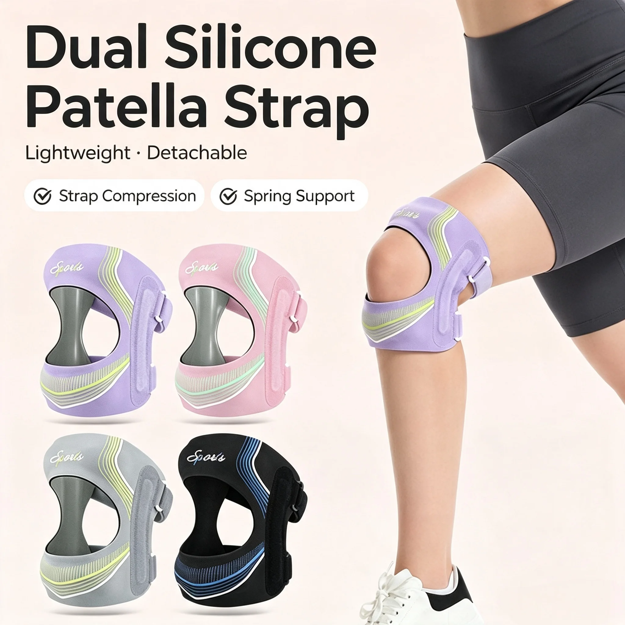 1-2Pcs Knee Brace Patella Support Strap with Gel Pad & Dual Side Stabilizers, Adjustable Sports Knee Support Running Basketball