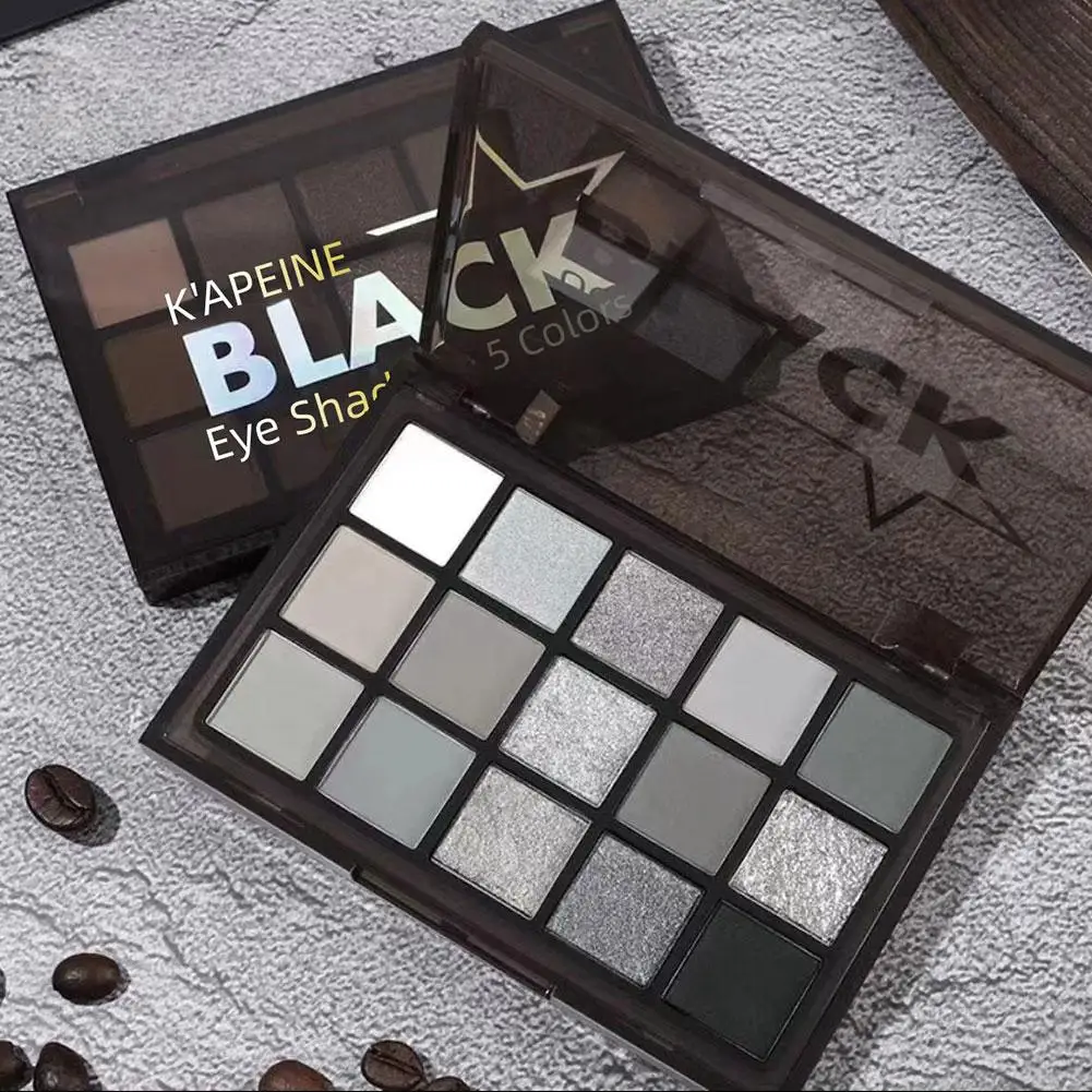 15 Kleuren Smokey Palette d'ombres à paupières Punk paillettes Palette de fard à paupières Donker Zwart Grijs Zilver Kleur scène fête Performance faire
