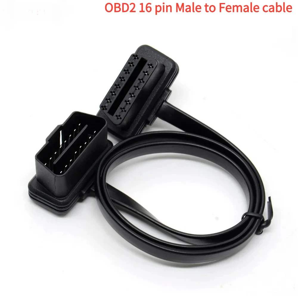 

Latest OBDII 16pin Flat Thin OBDII OBD2 16 Pin Elbow OBD2 Extension Cable OBD2 Male To Female Cable High Quality Copper Core