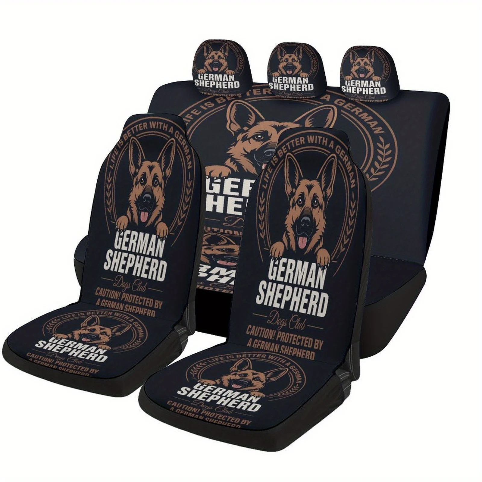 German Shepherd Protection Themed Car Seat Cover Set For Most Cars, Fashion Novelty Car Seat Protector Covers Full Set, Car Se