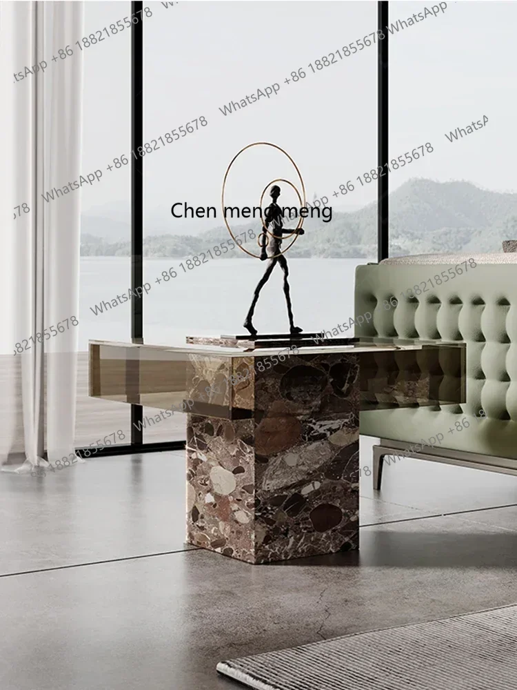 

2003Light Luxury Stainless Steel Side Table Small Apartment Living Room Home Coffee Table Corner Tempered Glass Side Table