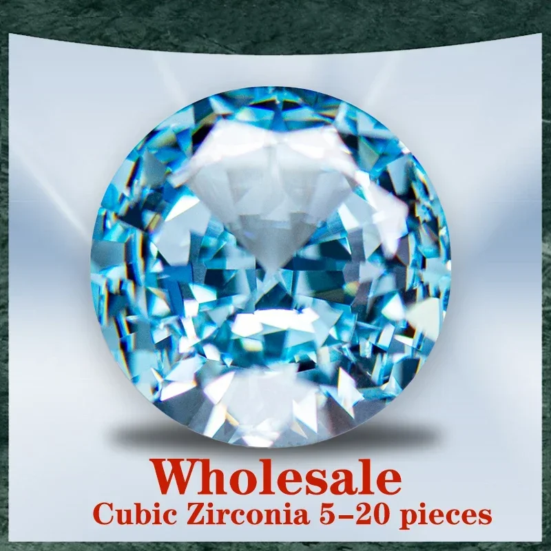 

Cubic Zirconia Wholesale No Certificate Crushed Ice Cut Round Shape Light Fancy Blue Color Charms Beads Jewelry Making Materials