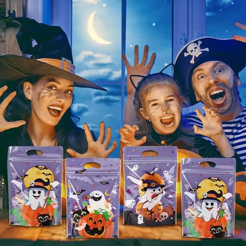 50Pcs Halloween Candy Bag Cartoon Pumpkin Ghost Gift Cookies Bags Halloween Party Decor Kids Trick Or Treat Favors