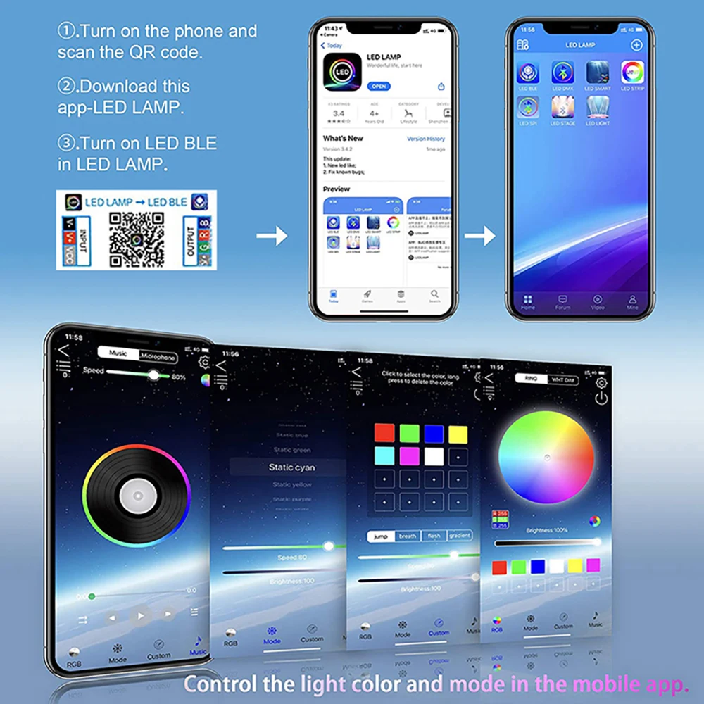 في الهواء الطلق ديكور عيد الميلاد أدى ضوء ، USB ، RGB ، IC ، WS2812B ، بلوتوث ، التطبيق ، إكليل