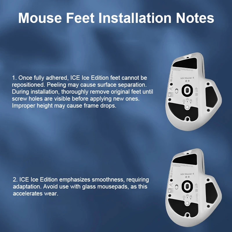 1Set Rounded Curved Edges Mouse Feet Skates Replacement for MX Master 4 Wireless Gaming Mouse Feet Pad
