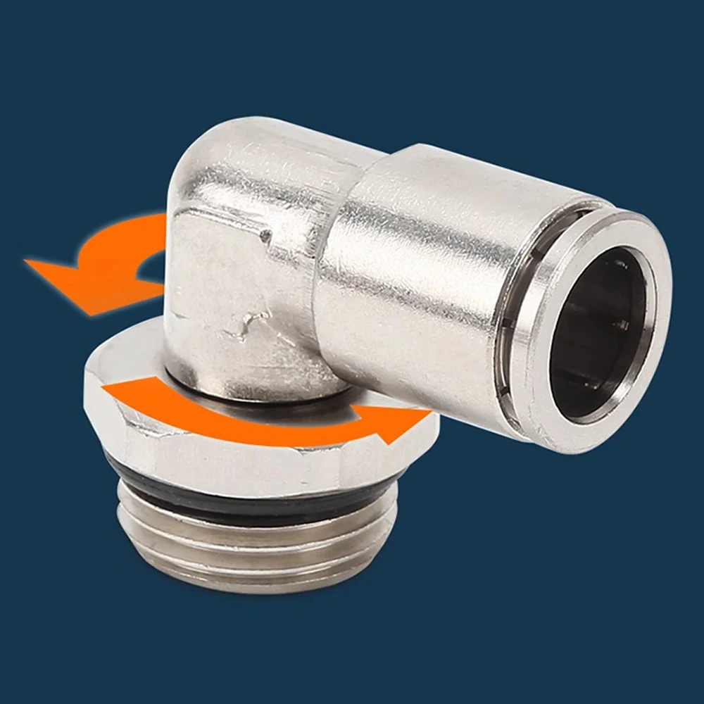 Pneumatic Quick Connector All Copper Nickel Plated with Sealing Ring External Thread G1/8 1/4 3/8 1/2 PU Hose 6 8 10 12mmPL8-G02