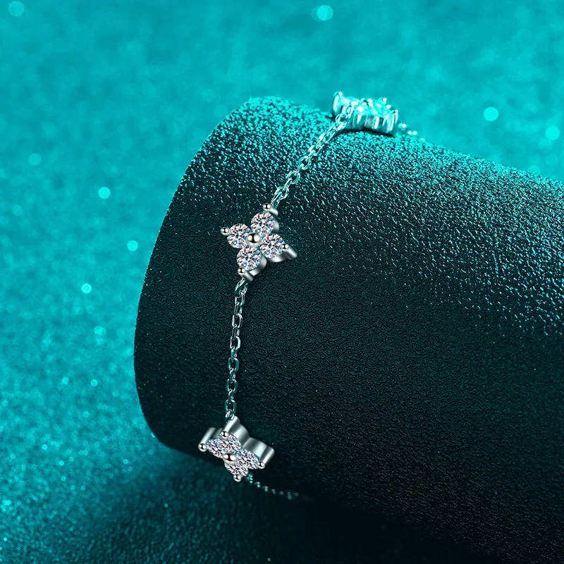 18K Gold Inlaid D-color Moissanite Bracelet, New PT950 Platinum Fashionable Hexagonal Star Classic Diamond Bracelet