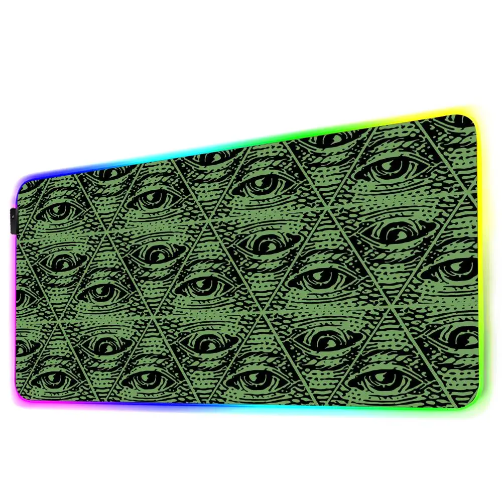 Pyramid Eye Symbol Mouse Pad Gamer Rgb Desk Mat Back Light Led Mousepad Setup Gaming Accessories Deskmat Big Mousepad Backlight