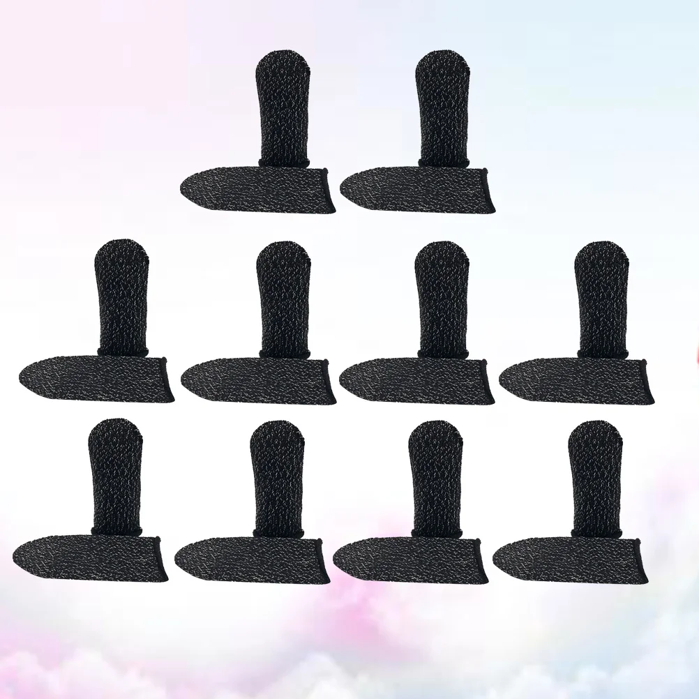 

10 pcs Anti-Slip Finger Sleeves Breathable Conductive Fiber Thumb Covers Sweat-Proof Oil-Resistant Screen Touch Protector For