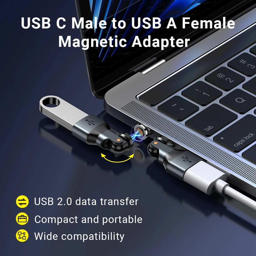 AUFU Magnetyczny adapter USB OTG 9-pinowy konwerter USB typu C na USB żeński do iPhone'a Macbook Samsung S22 Xiaomi USBC OTG Connector — zdjęcie produktu 5