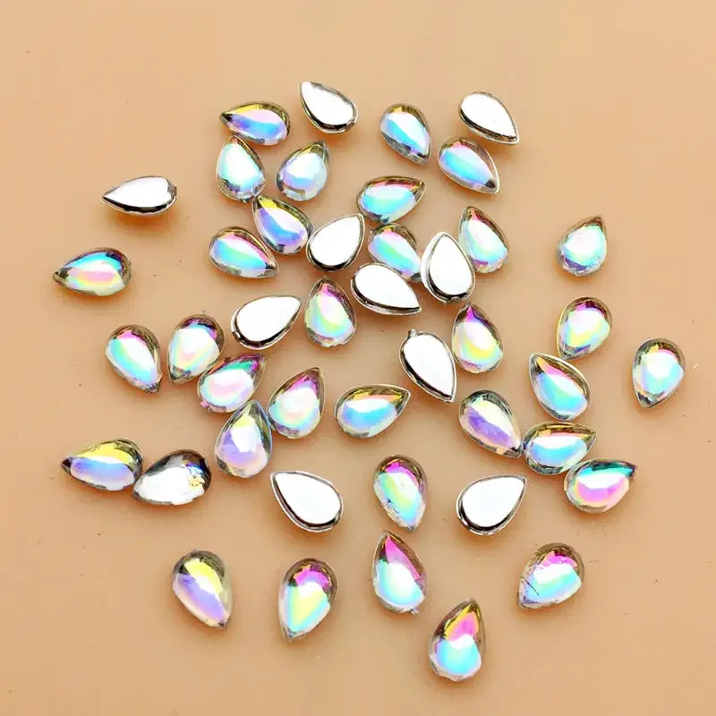 Glitter 200Pcs 4*6mm Glass Water drop Rhinestones Flat Back stones and crystals For Nails Art decorations costume A56