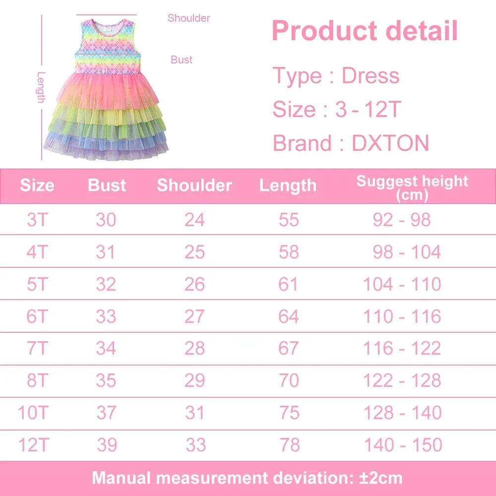 DXTON Kinderkleid für Mädchen, Meerjungfrau, ärmellos, Baby- und Kleinkind-Prinzessinnenkleid, Sommer, Strandurlaub, Kinderkleidung, Mädchen-Mesh-Kleid – Detail 1