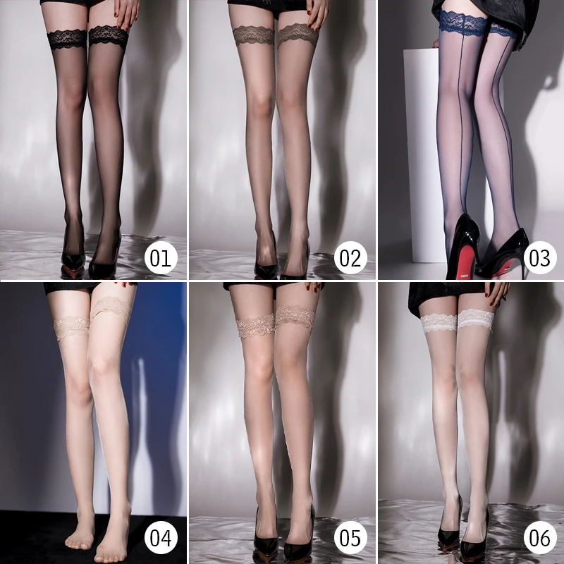 

Sexy Lace Non-Slip Silicone Stockings Women Summer Ultra-Thin Thigh-Highs Sexy Sheer Glossy Over-knee Thigh Socks Female Hosiery