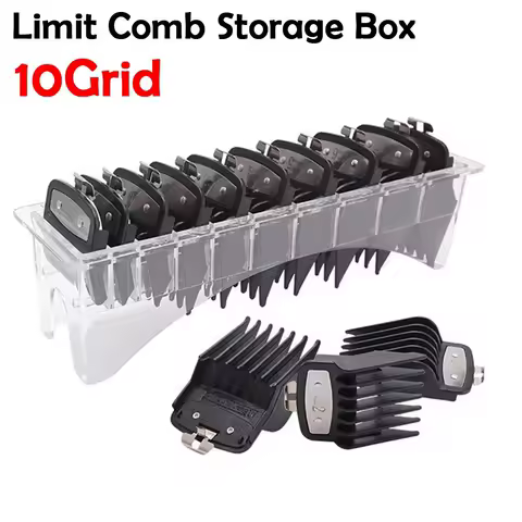 New 10 Grid Limit Comb Storage Box Universal Transparent Hair Clipper Organizer Large Capacity Salon Hairdressing Tools