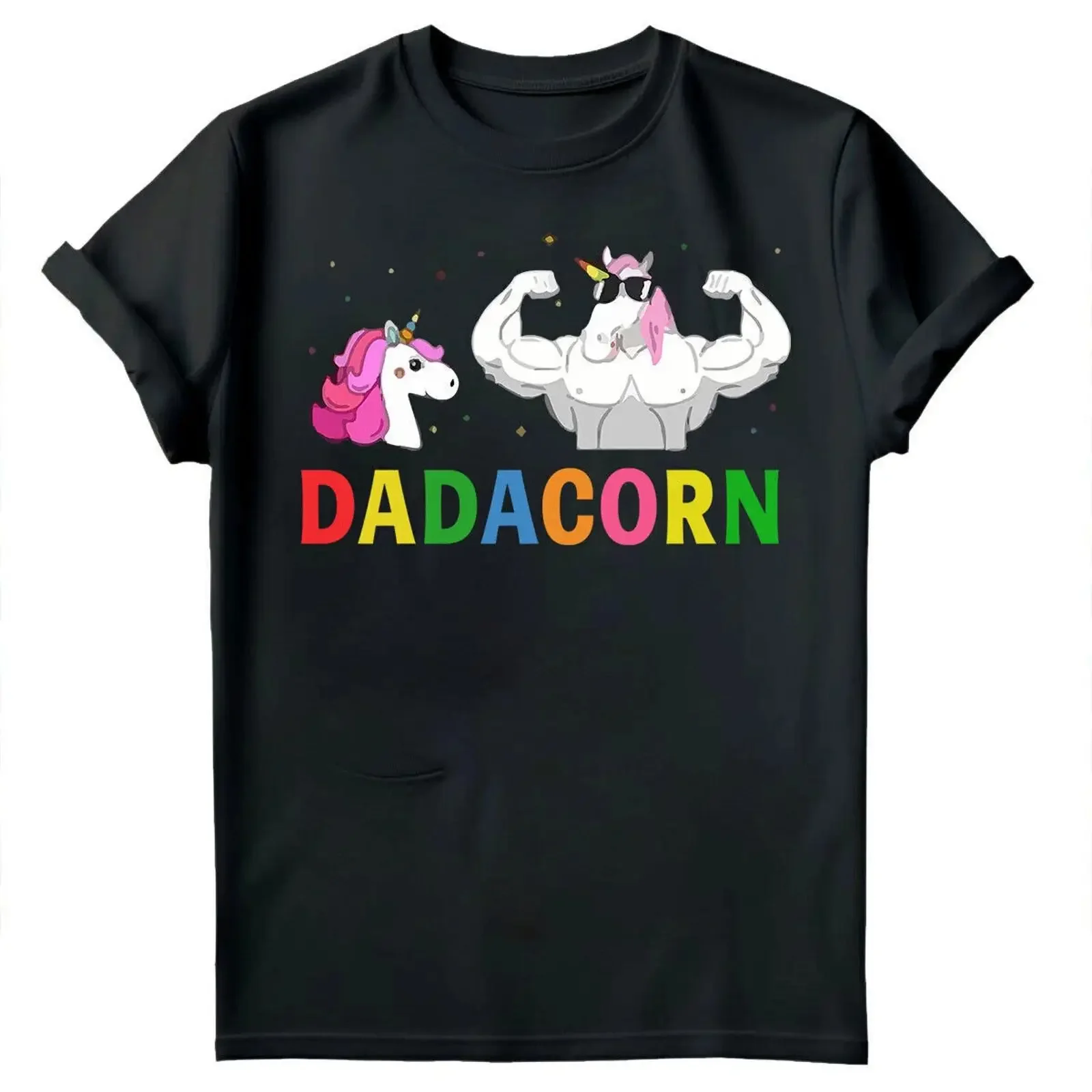 Vatertag Herren T Shirt lustig Einhorn Dadacorn Papa Gymer Top FD vintage Washed Casual Stylish streetwear homme Versatile