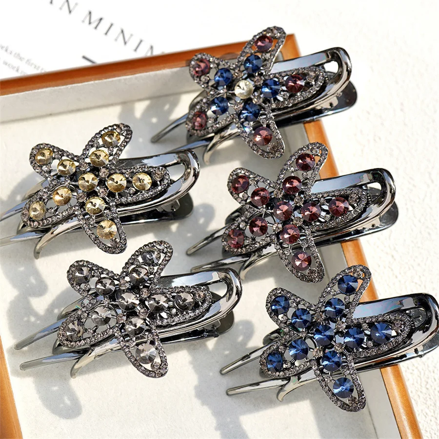 Retro Butterfly Clip High-end Star Hair Clamp Women's New Ponytail Hair Clip Light Luxurious Crystal Elegant Hair Accessory