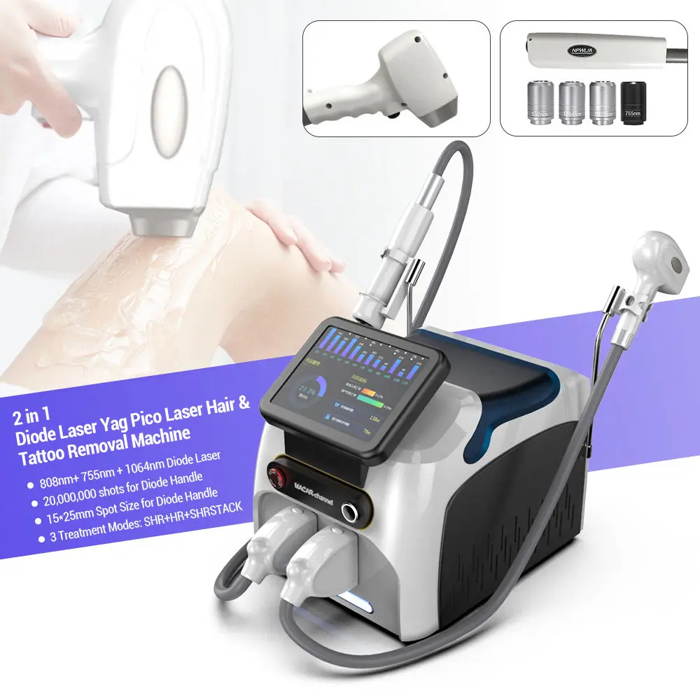 2024 2 in 1 picosecond laser 808nm diode laser 3 wavelength hair removal pigmentation removal machine