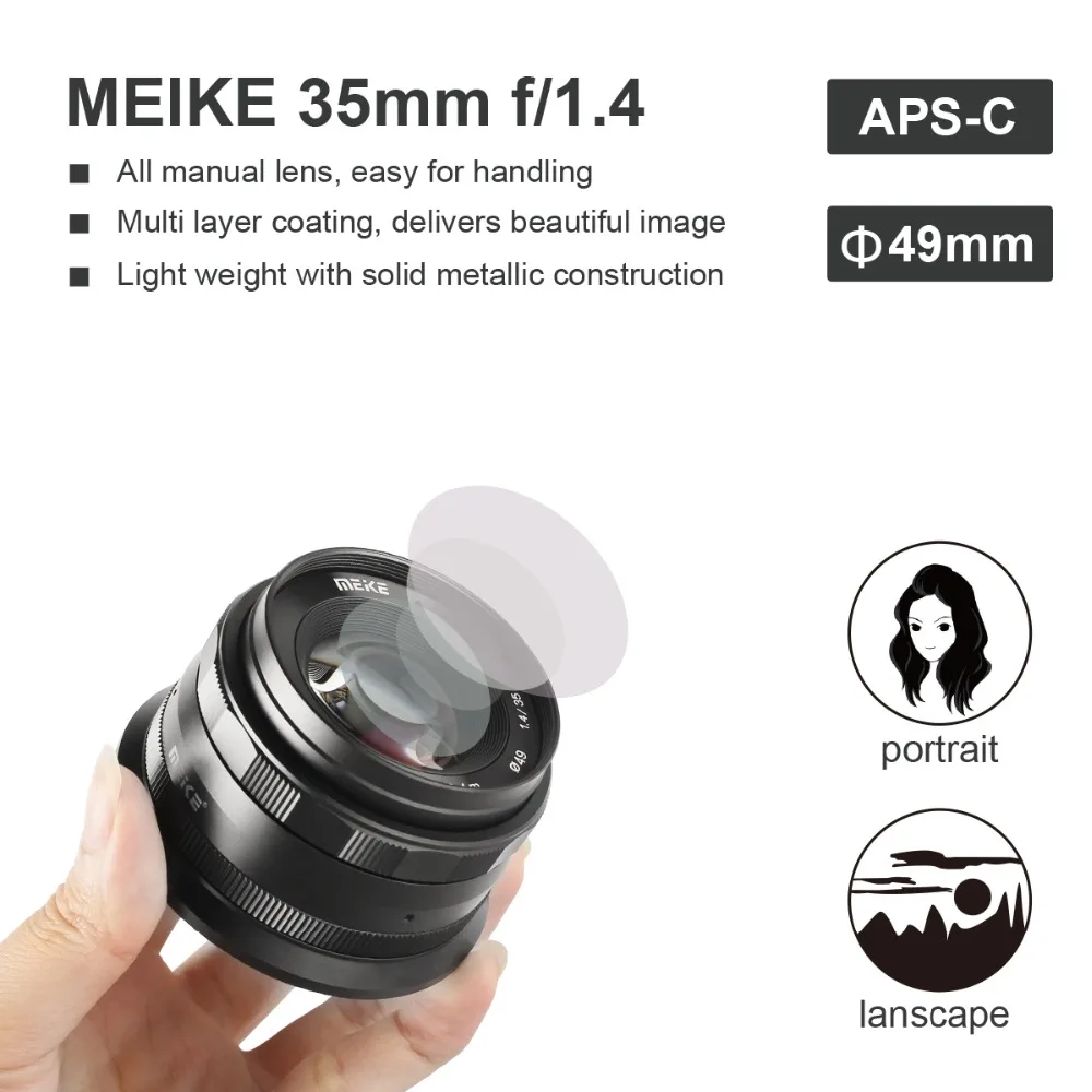 Meike 35 مللي متر f1.4 APS-C التركيز اليدوي عدسة ثابتة فتحة كبيرة لكاميرا نيكون Z-Mount Z30 Z50 Z6 Z7 Z6II Z7II Z8 II Z5 Z9 Z6III