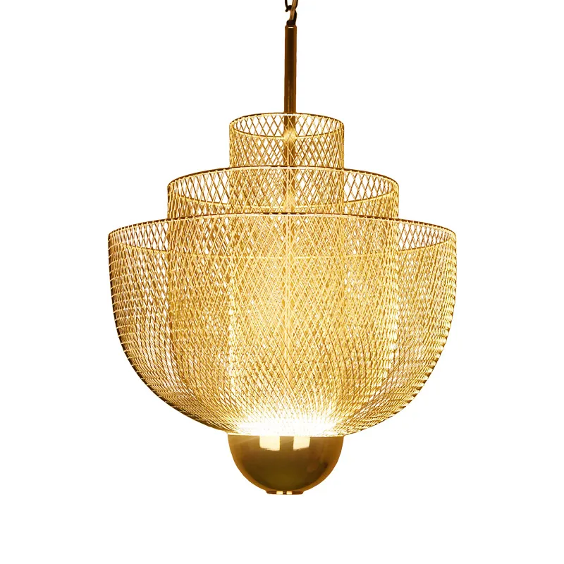 metal grid led chandelier iluminacao lustre designer ferro geometrico hollow loft pendant hanging lamps holanda luxo 01