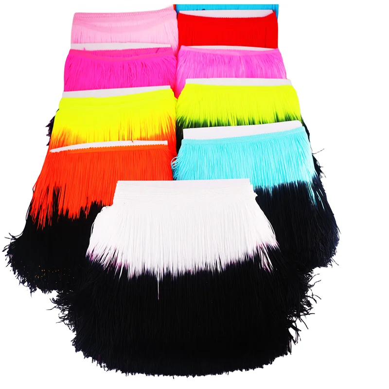 

20cm Wide 10 Yards Fringe Lace Tassel Nayon Trim Ribbon Sew Latin Dress Stage Garment Curtain DIY Accessories