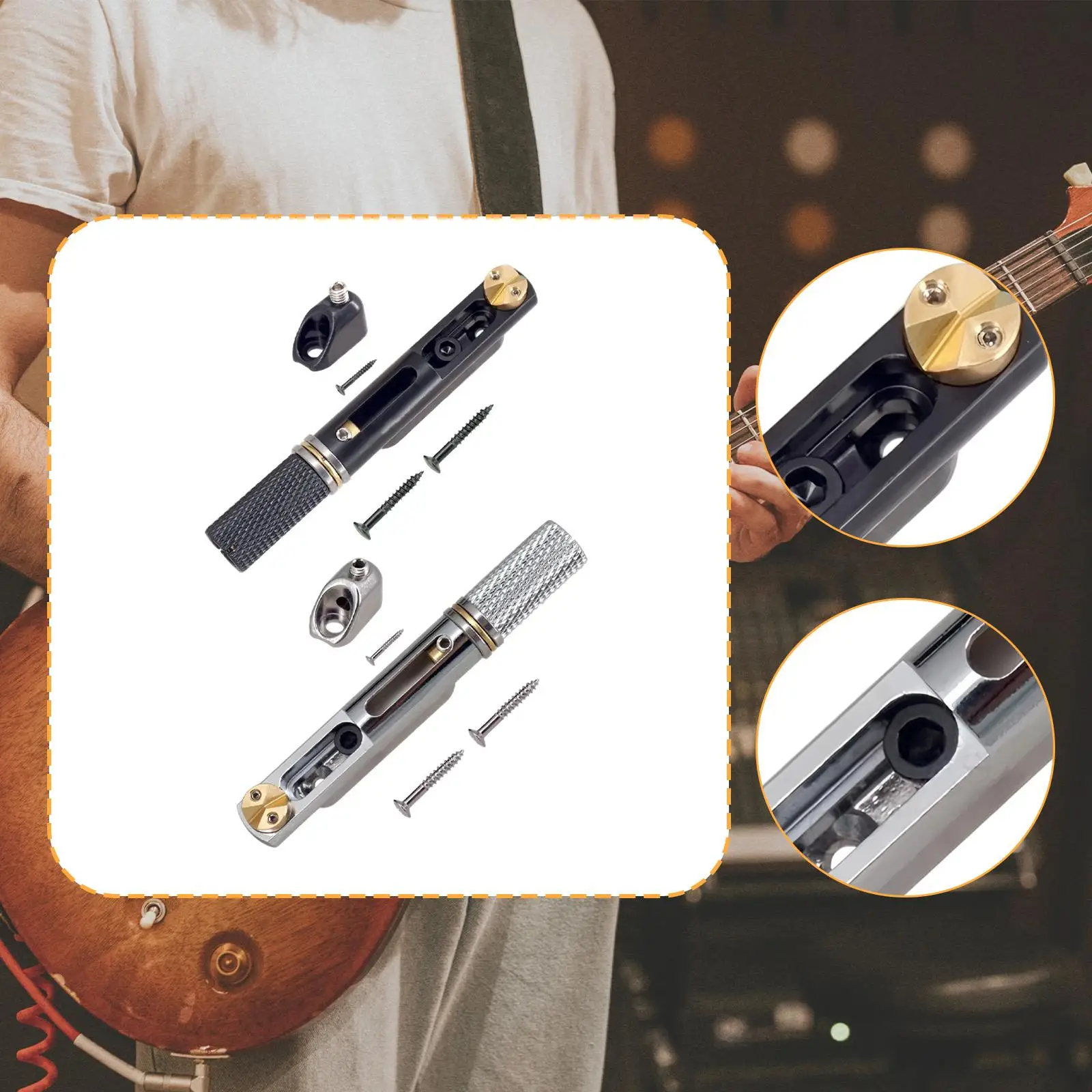 Professional Headless Guitar Bridge Adjustable Saddle Replacement Zinc Alloy Brass Bridge for Electric Guitars and Luthiers view 2