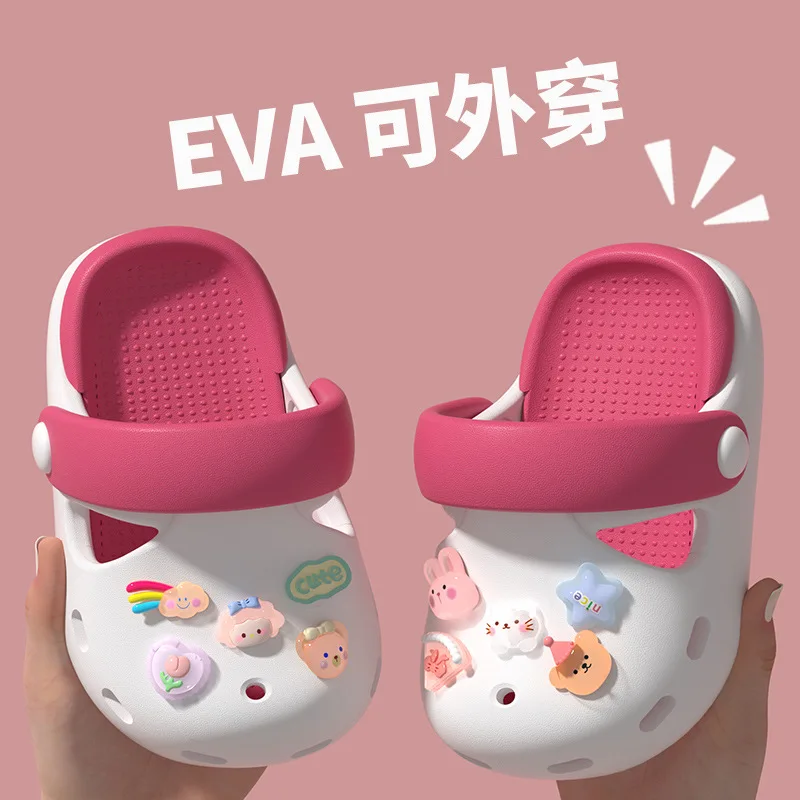 

Children's Hole Shoes Girls Cute Soft Sole Summer Non-slip Lightweight Outdoor Beach Shoes Medium and Older Children's Bag Head