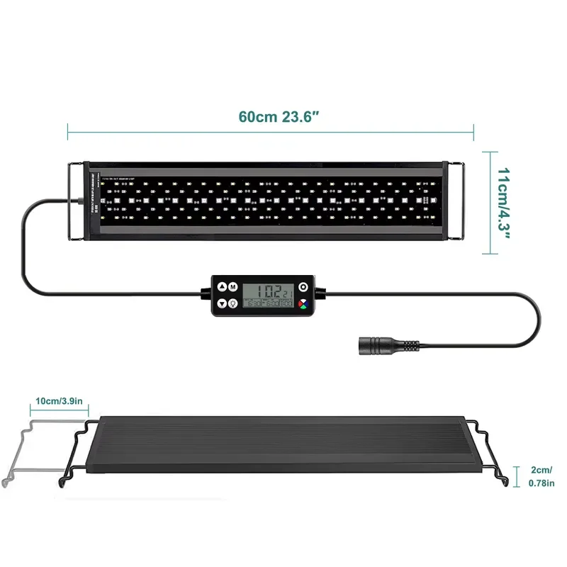 

New 60cm Full Spectrum LED Aquarium Light for Fish Tank Coral and Aquatic Plants WRGB Luminous with Controller