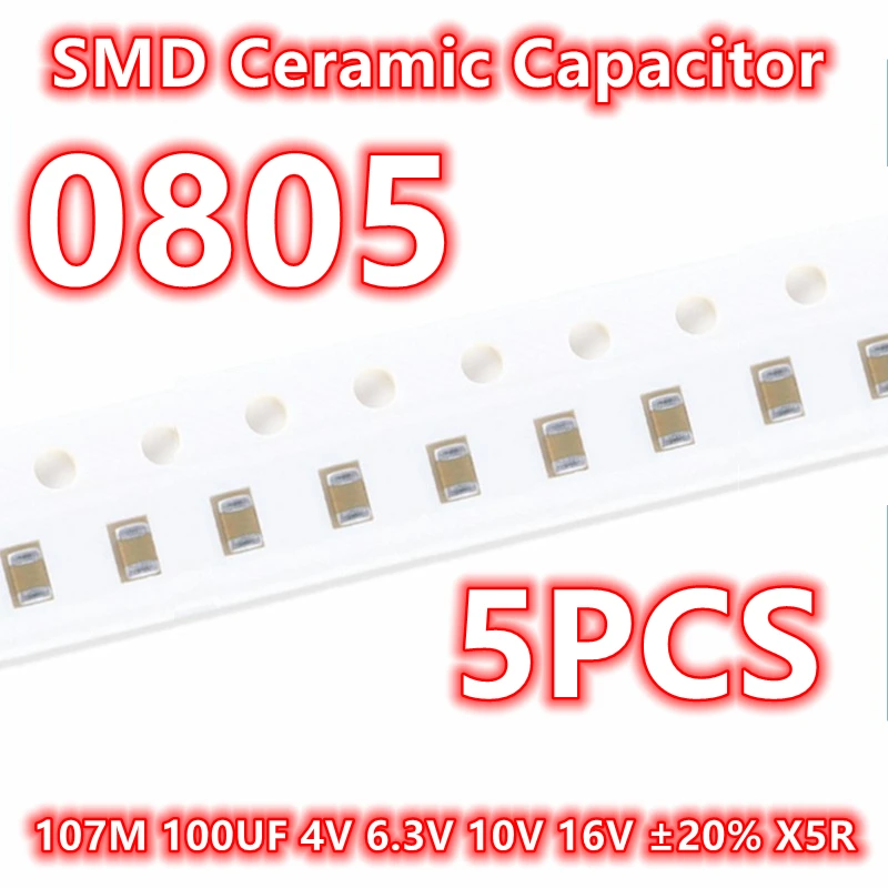 (5pcs) Original 0805 107M 100UF 4V 6.3V 10V 16V ±20% X5R  SMD Ceramic Capacitor IC 2012