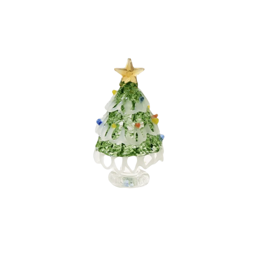 Miniature Christmas Tree Miniature Glass Handcrafted Brushed Glass Christmas Tree Ornament Blown Glass Cute Glass Sculpture