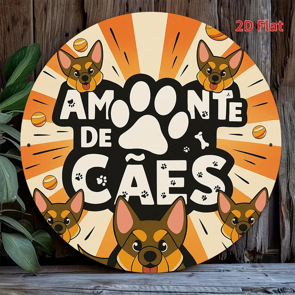 1pc 8*8In/20X20Cm 2D Flat Round Sign, Retro Plaque about 