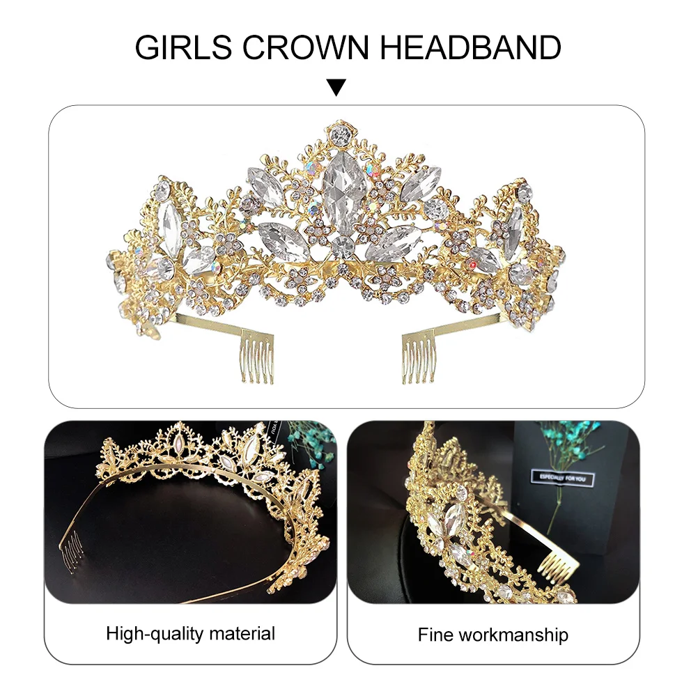 

Bride Crown Bridal Tiara Princess Leaf Modeling Wedding Headdress Golden Women's