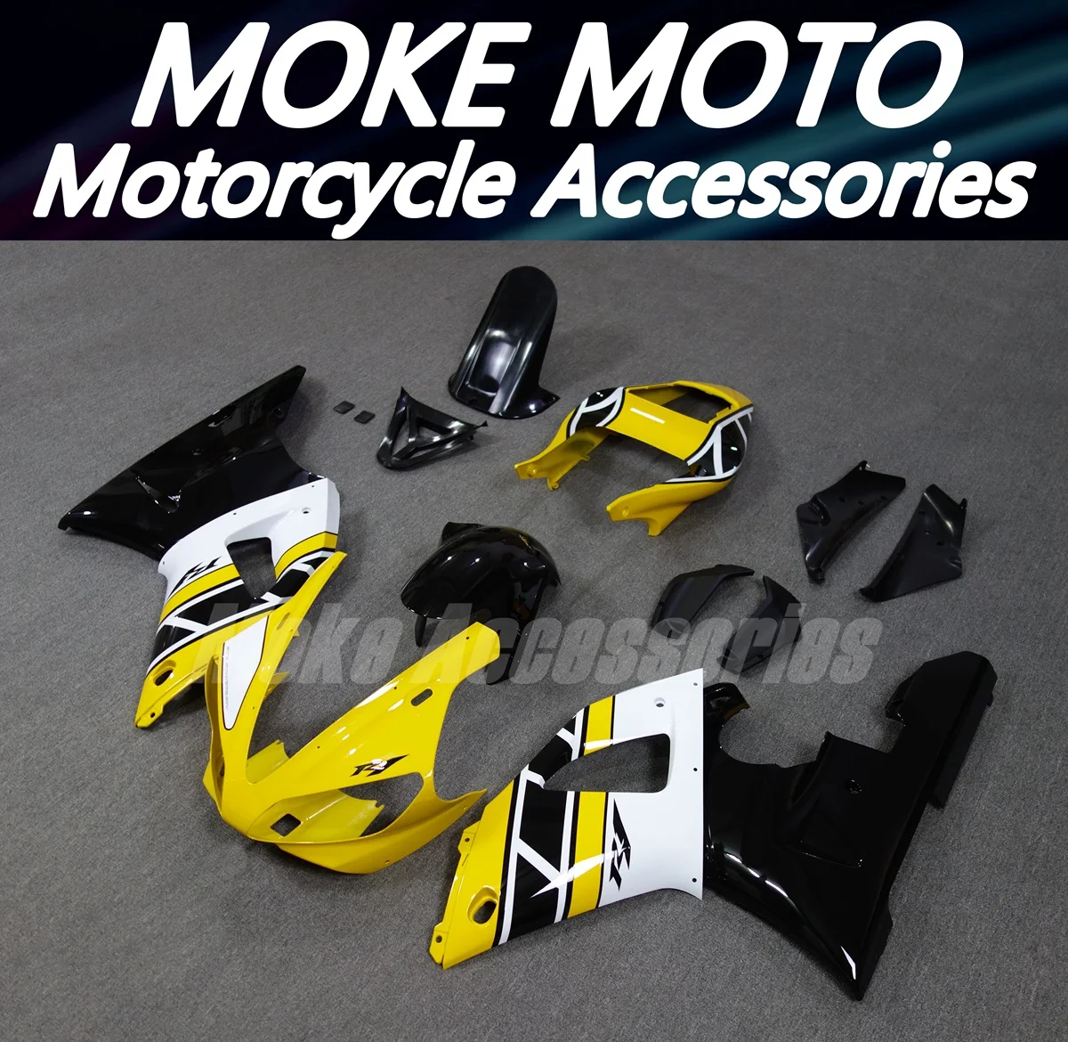 

Комплект обтекателей для мотоцикла Moke moto, подходит для Yzf R1 2000-2001, комплект кузова, ABS, высокое качество, инъекция, новый, желтый, белый цвет