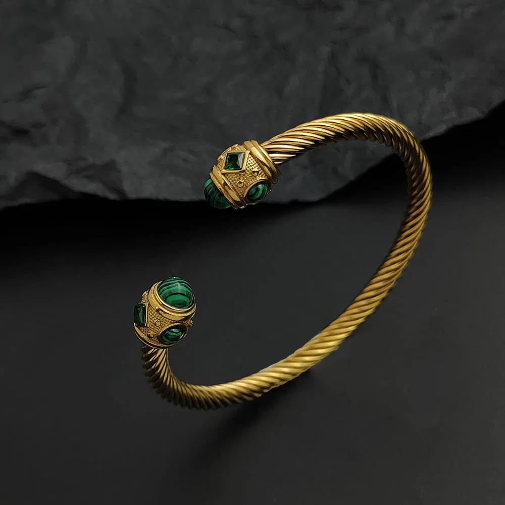 

Creative wire buckle sapphire gold-plated stainless steel women's bracelet, waterproof and rust-free, couple bracelet