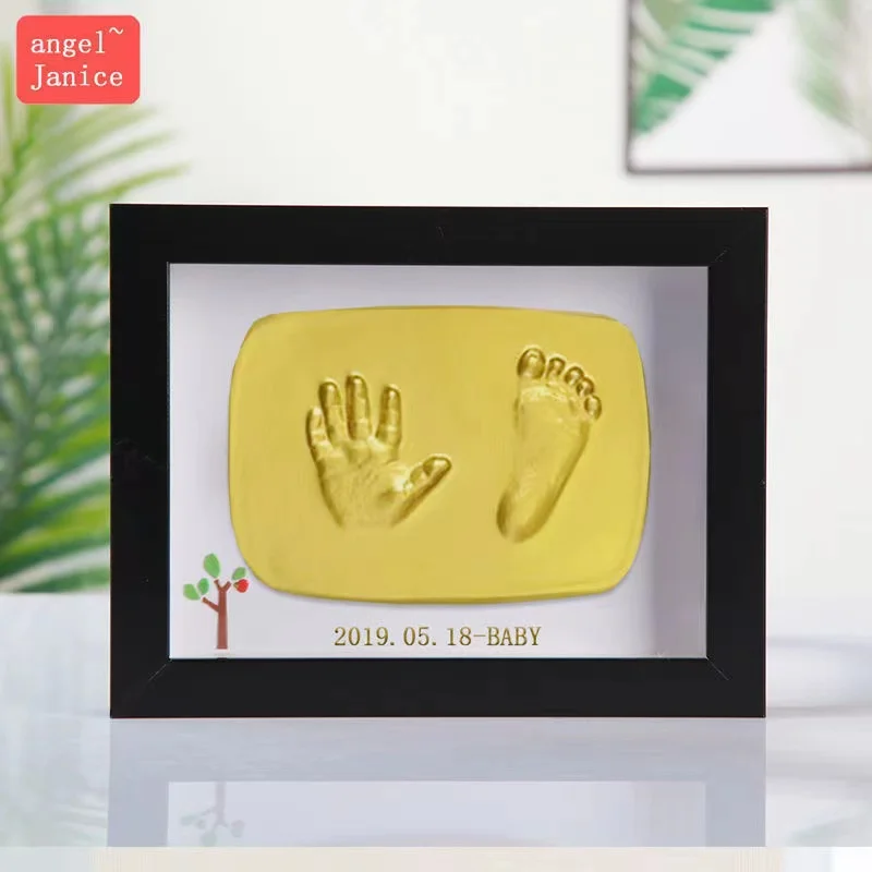 Baby Footprints Handprint Ink Pads with Frame 2022 Safe Non-toxic Inkpad Kit Baby Shower Memory Set Newborn Imprint Inkpad Gift