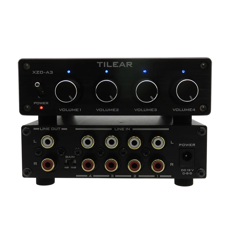 TILEAR XZD-A3 Mixer 4-in 1-out Independent Volume Adjustment Gain Adjustable