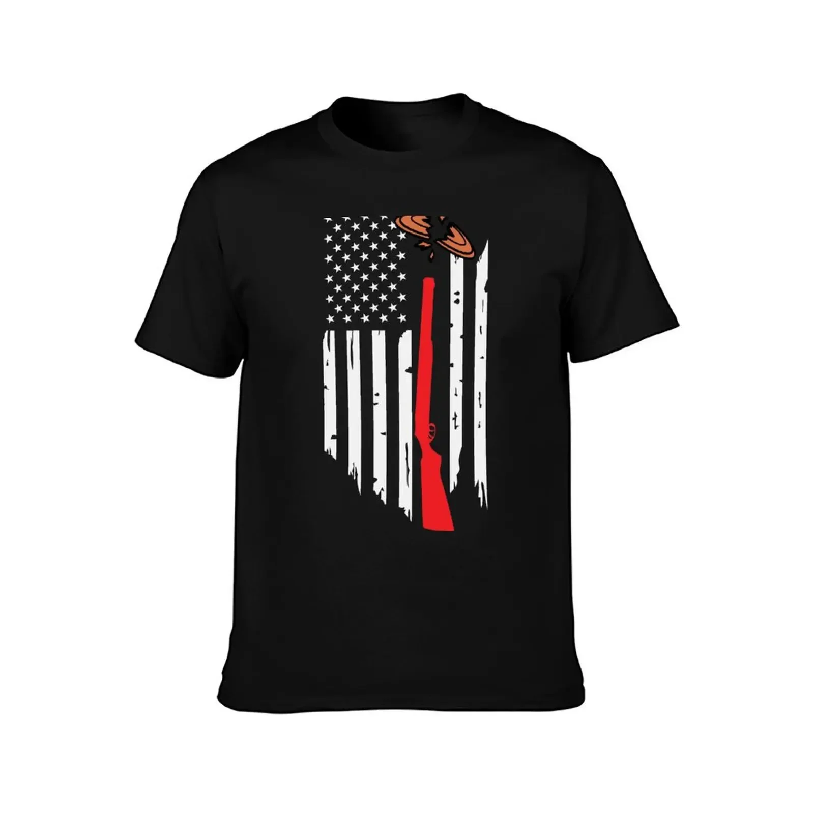 Skeet Trap Clay Shotgun Shooting USA Flag T-Shirt tees oversizeds plus size men clothing