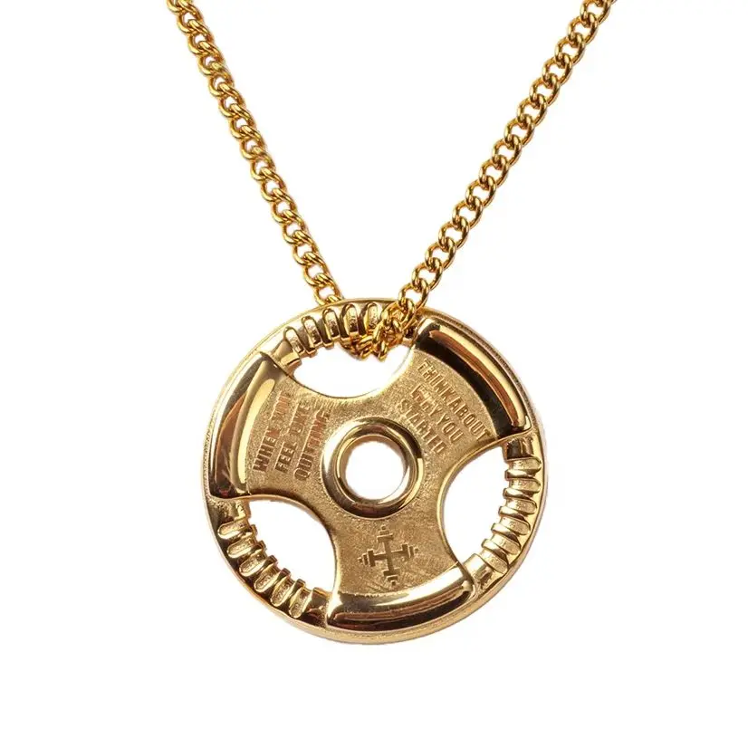 

Золотое ожерелье с гантелями унисекс, подвеска в стиле хип-хоп в спортзале - смелый массивный аксессуар для мужчин и женщин, идеальный подарок для пары