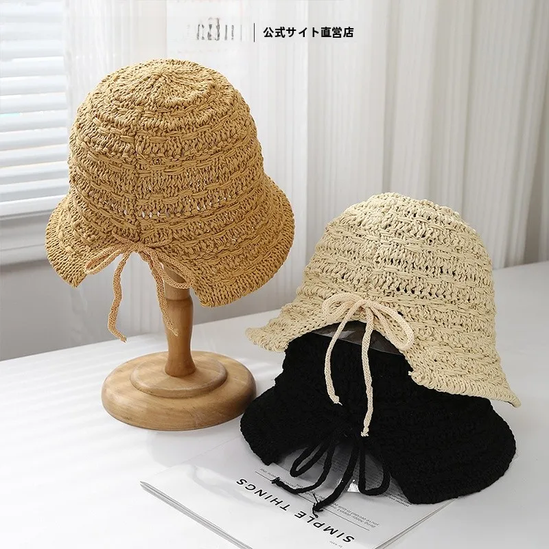 チャーリーウィンクル-レディース-サマー2025-ビーチカジュアル-ストロー編み帽子-ファッション-アウトドア-日よけ帽子-つば広-丸型トップキャップ