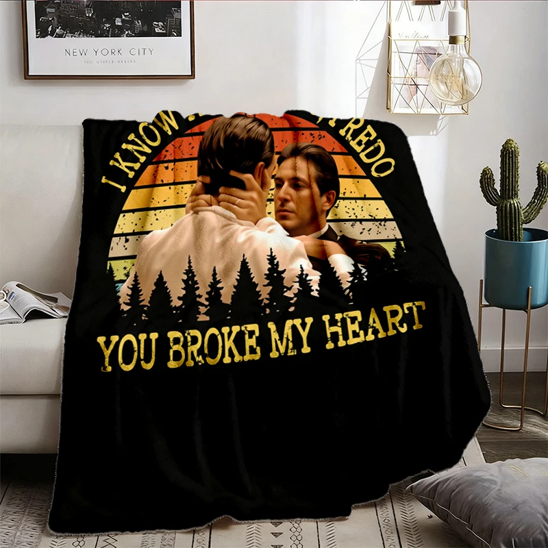 Michael Corleone Fredo Quote Soft Blanket, Godfather Retro Sunset Graphic Comfy Blanket