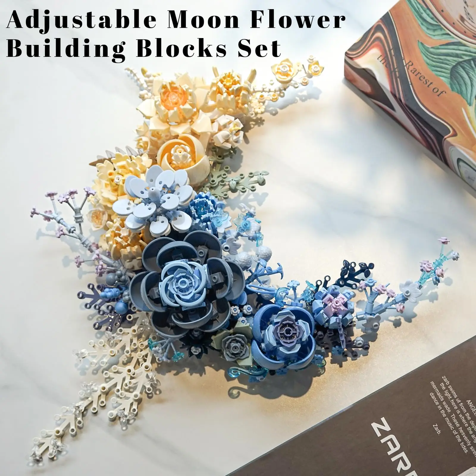 

935PCS Moon Flower Building Blocks Simulation Bouquet Wall Hanging Home Decor Children's Educational Toys Valentine's Day Gifts