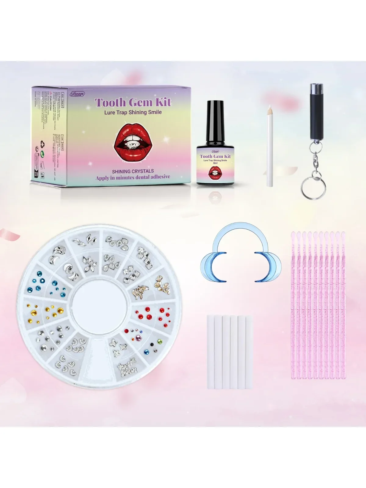 DIY Zähne Ornament Mit Aushärtung Licht Kleber Professionelle Dental Klebstoff Edelstein Kristalle Dekoration Einfach Zu Entfernen Unisex Dental Dezember