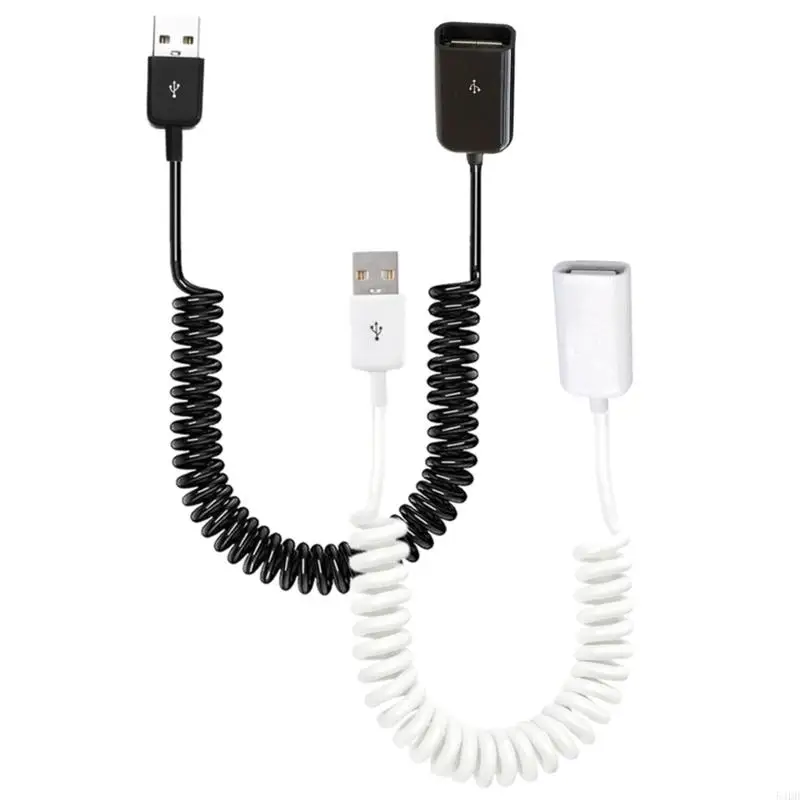 USB2.0 Male to Female Spring Coiled Telescopic Extension Cable for Various USB Devices